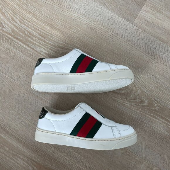 Gucci Kids White Sneakers with Red and Green Stripes - Picture 7 of 16